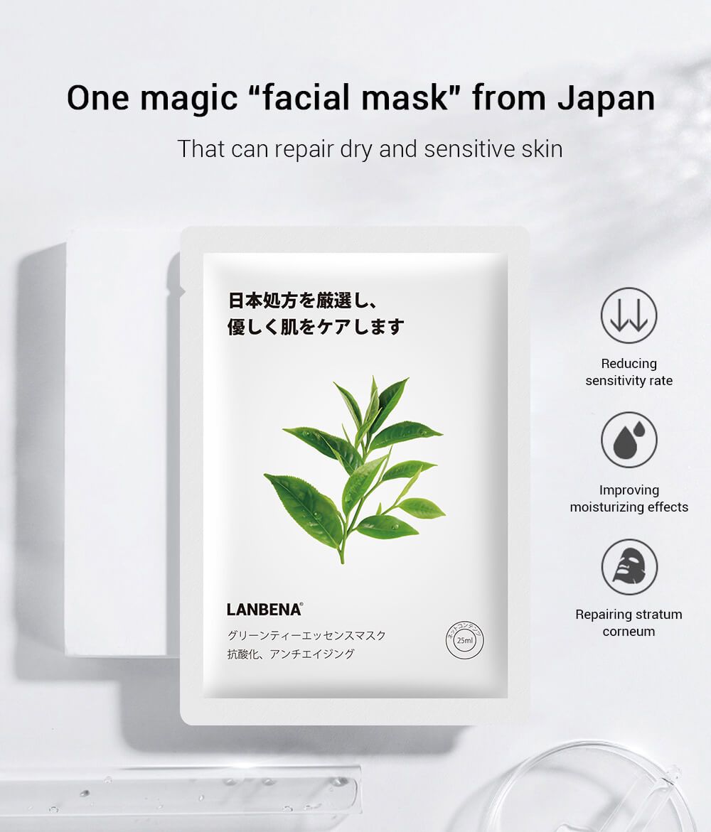 LANBENA Green Tea Serum Facial Mask Moisturize And Refreshing